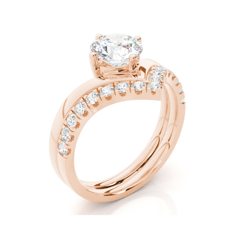 10K Gold 0.88 to 3.38 CT.T.W. Round Cut Lab Created Diamond Bridal Set D Color VVS-VS Clarity IGI Certified-3
