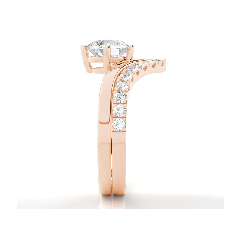 10K Gold 0.88 to 3.38 CT.T.W. Round Cut Lab Created Diamond Bridal Set D Color VVS-VS Clarity IGI Certified-4
