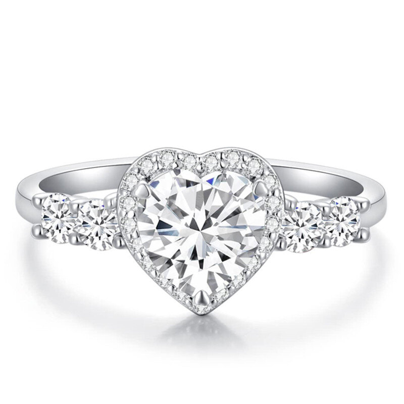 18K White Gold Heart Cut Lab-Grown Diamond Custom Halo Engagement Ring-1