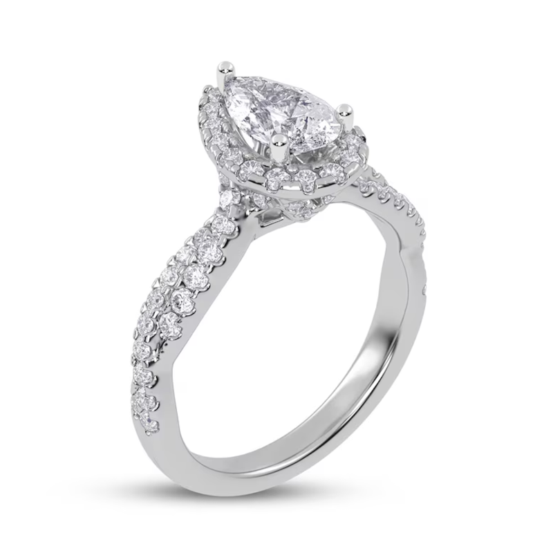 18K White Gold 1.25 to 3.75 CT. T.W. Pear Cut Lab Created Diamond Custom Engagement Ring VVS1-VS1 Clarity 3EX IGI Certified-3