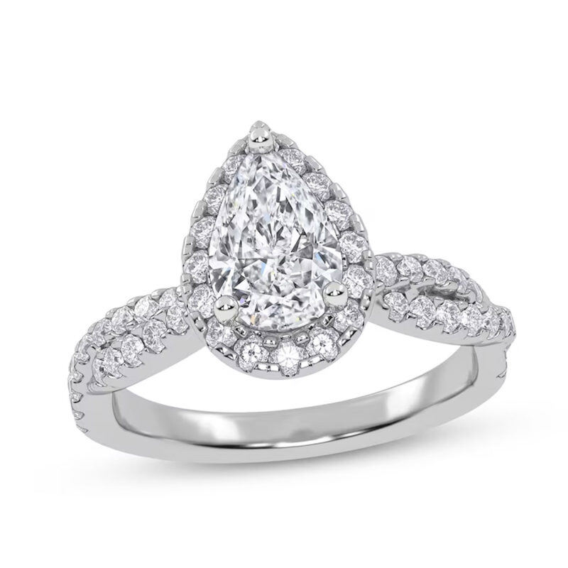 Platinum 1.25 to 3.75 CT. T.W. Pear Cut Lab Created Diamond Custom Engagement Ring VVS1-VS1 Clarity 3EX IGI Certified-1