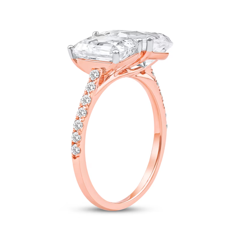 14K Gold 1.25 to 6.25 CT.T.W. Oval & Emerald Lab Created Diamond Engagement Ring D VVS1-VS1 IGI Certified-3