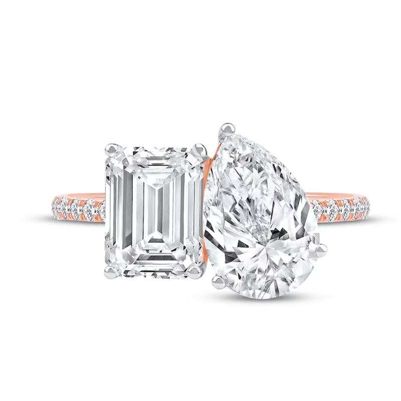 14K Gold 1.25 to 6.25 CT.T.W. Oval & Emerald Lab Created Diamond Engagement Ring D VVS1-VS1 IGI Certified-4