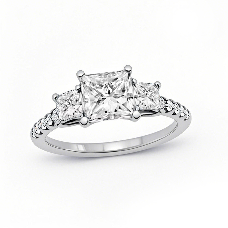 10K White Gold 1.2 to 3.7 CT.T.W. Princess Cut Lab Created Diamond Custom Engagement Ring IGI Certified-1