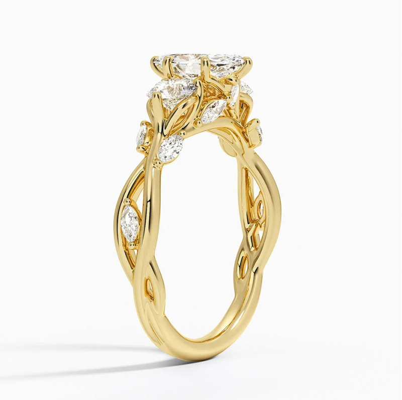10K Gold 1.3 to 3.8 CT.T.W. Marquise Cut Lab Created DiamondEngagement Band D Color VVS-VS Clarity IGI Certified-3