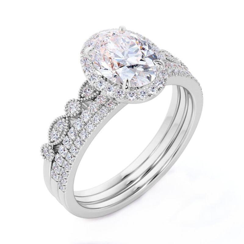 10K Rose Gold 1.5 to 5 CT Oval Moissanite Bridal Set-3