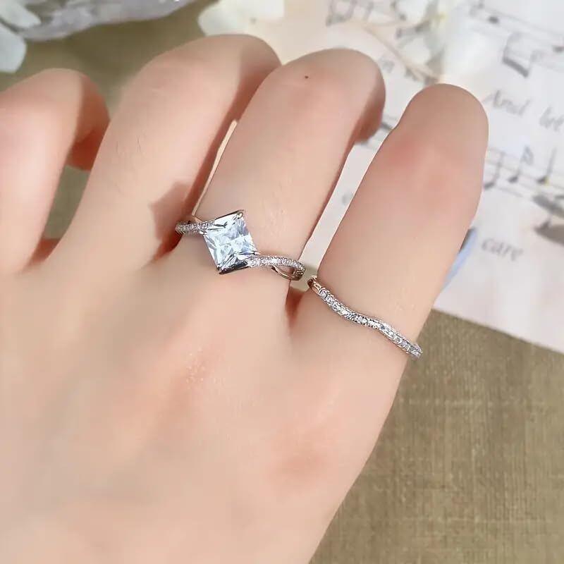 10K Rose Gold 1.5 to 5 CT Princess Cut Moissanite Bridal Set-2