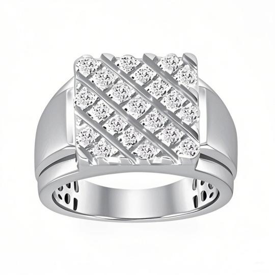 10-karätiger Weißgold-Ehering mit 1 ct. T.W. Asscher-Labordiamant, individuell gefertigt, Farbe D, Reinheit VVS1, 3EX, IGI-zertifiziert