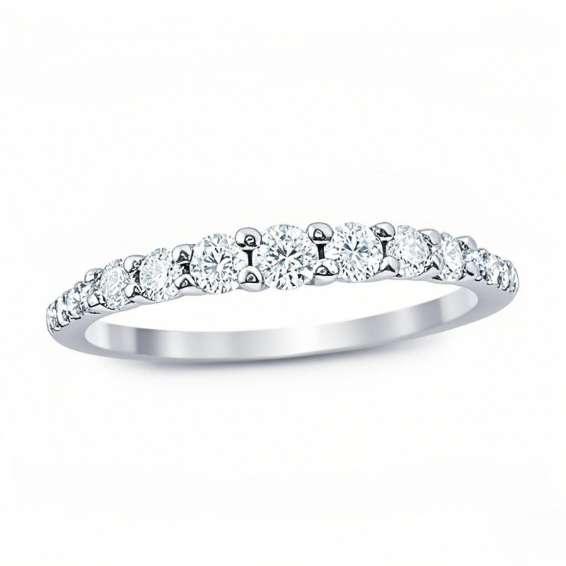 Anillo de boda personalizado en oro blanco de 10 quilates con diamante redondo de 1 quilate en total, color D, claridad VVS1, pureza 3EX.-8