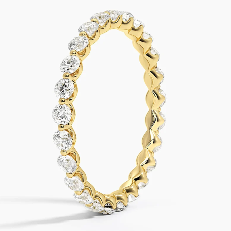 10K Gold 1 CT.T.W. Round Lab Created Diamond Wedding Ring D Color VVS1-VS1 Clarity 3EX-3