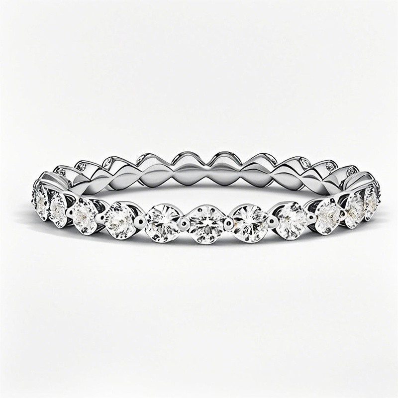 10K White Gold 1 CT.T.W. Round Lab Created Diamond Wedding Ring D Color VVS1-VS1 Clarity 3EX-15