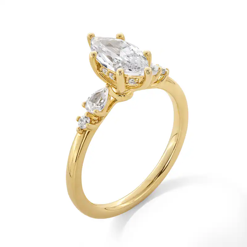 Anel de Noivado Personalizado em Ouro Rosa 18K com Diamante Sintético em Corte Marquise-4