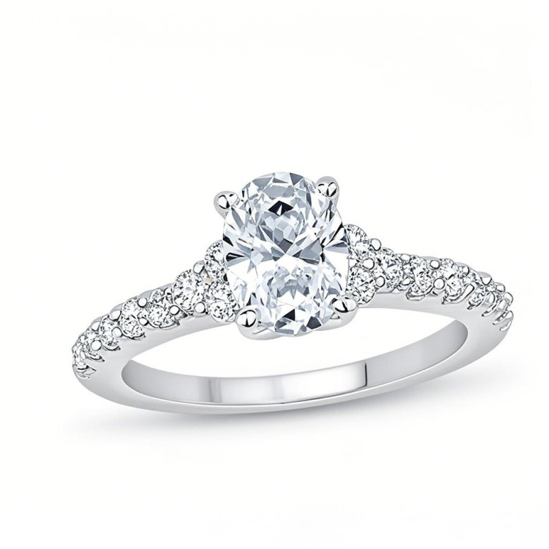 Verlobungsring aus 10-karätigem Weißgold mit ovalem, im Labor hergestelltem Diamanten (1 bis 3,5 ct.T.W.), Reinheit D-VVS1 3EX, IGI-zertifiziert-16