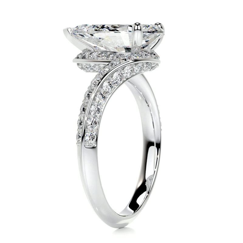 Anillo de compromiso de oro rosa de 18 quilates con diamante talla pera de 1 a 3,5 quilates en total, calidad D, certificado IGI, pureza VVS-VS.-3