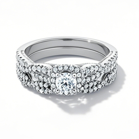 10K White Gold 1 to 3.5 CT. T.W Round Cut Lab Created Diamond Engagement Ring D VS1-VVS1 Clarity 3EX IGI Certified
