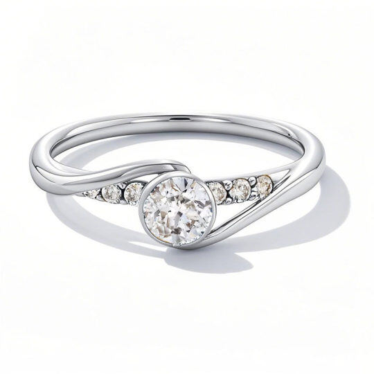 Bague de fiançailles sur mesure en or blanc 10 carats, sertie d'un diamant rond de laboratoire de 1 à 3,5 carats (poids total), couleur D, pureté VVS1, certifié 3EX par l'IGI.