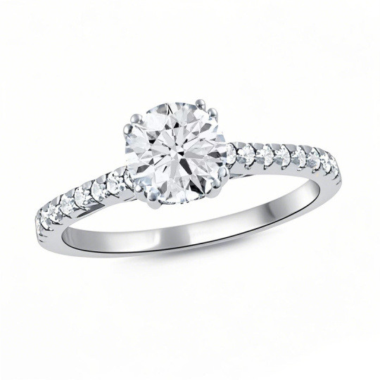 10K White Gold 1 to 3.5 CT.T.W. Round Lab Created Diamond Custom Engagement Ring IGI Certified