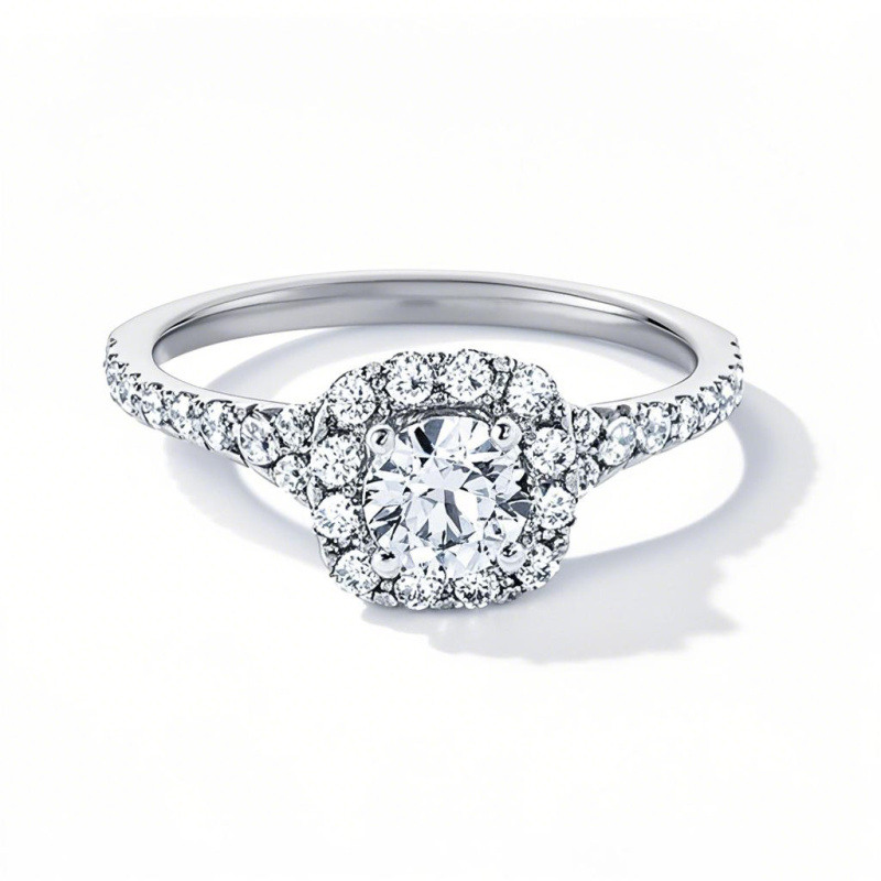 10K White Gold 1 to 3.5 CT.T.W. Round Lab Created Diamond Frame Split Shank Custom Engagement Band IGI Certified-18