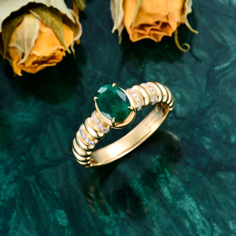 Pierścionek ze szmaragdem 18K z białego złota o masie od 1 do 5 ct-5
