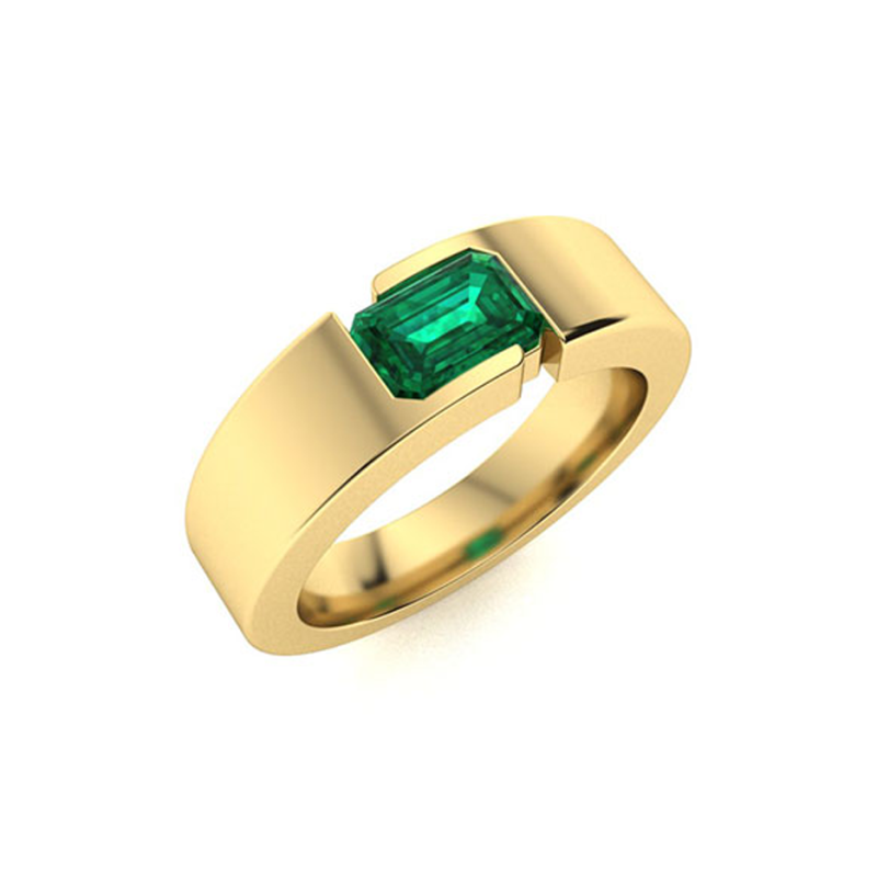 Anillo de aniversario personalizado de oro de 18 quilates con gema talla esmeralda de 1 a 5 quilates-3