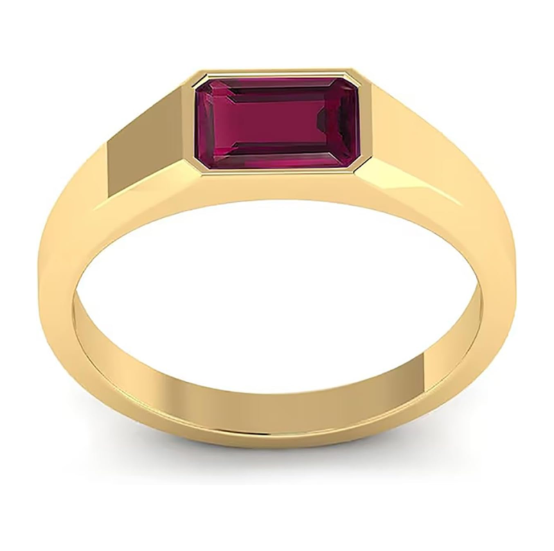 Anillo de compromiso personalizado para hombre en oro de 10 quilates con gema talla esmeralda de 1 a 5 quilates. Ideal para cumpleaños, aniversario o Navidad.-2