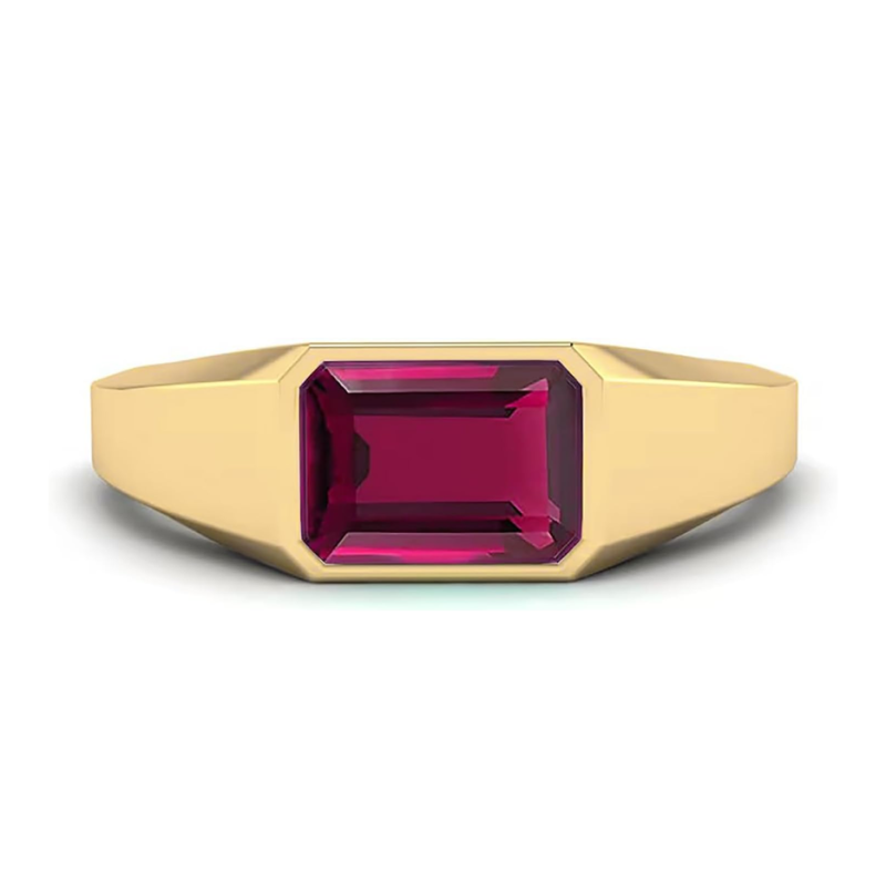 Anillo de compromiso personalizado para hombre en oro de 10 quilates con gema talla esmeralda de 1 a 5 quilates. Ideal para cumpleaños, aniversario o Navidad.-3