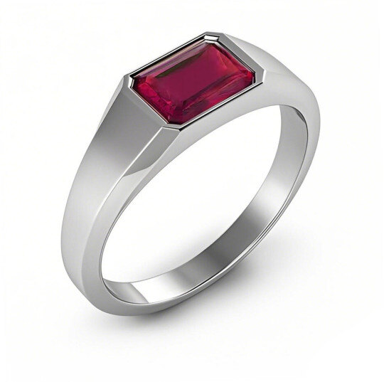 Anillo de compromiso personalizado para hombre en oro blanco de 10 quilates con gema talla esmeralda de 1 a 5 quilates. Ideal para cumpleaños, aniversario o Navidad.