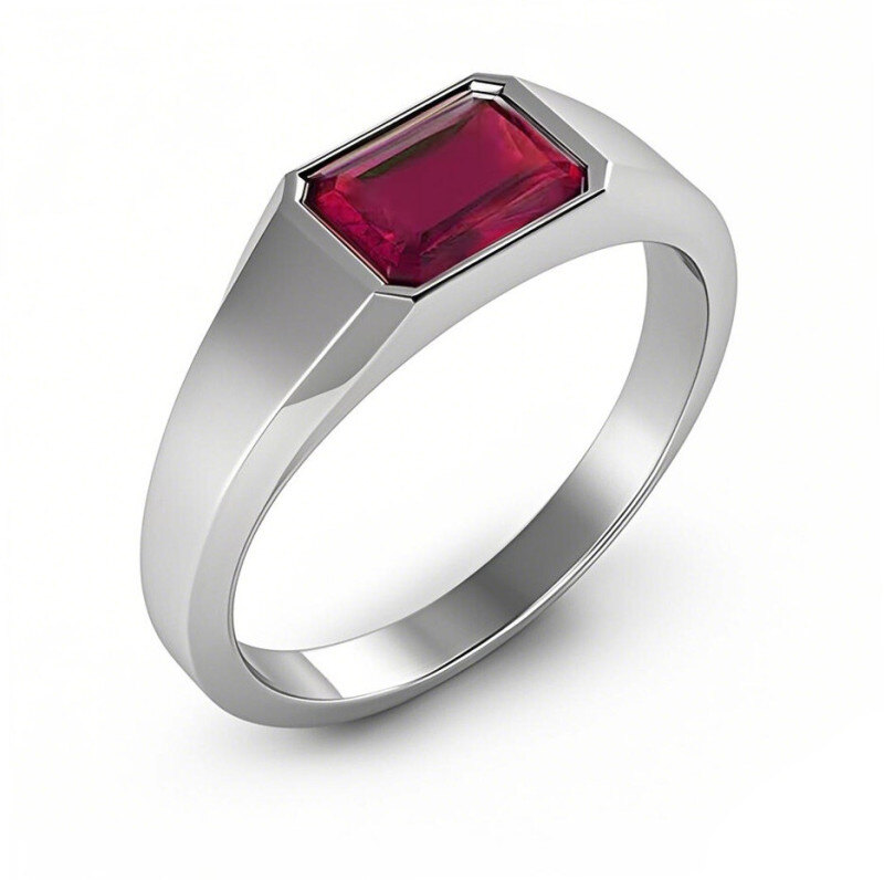 Anillo de compromiso personalizado para hombre en oro blanco de 10 quilates con gema talla esmeralda de 1 a 5 quilates. Ideal para cumpleaños, aniversario o Navidad.-8