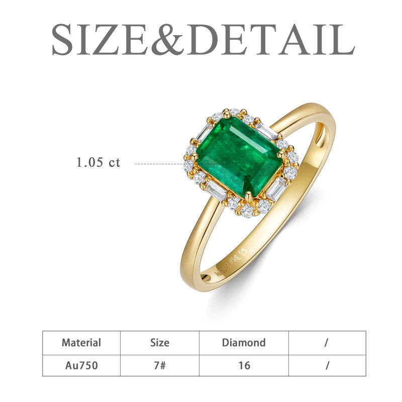 Bague carrée en or 18 carats avec émeraude de 1 à 5 carats-5