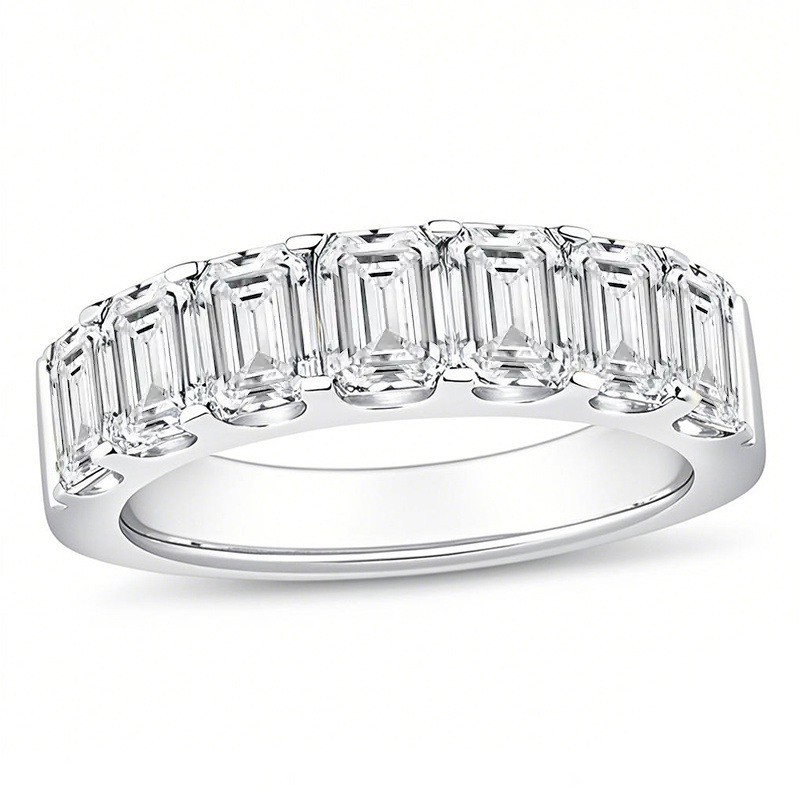 10K White Gold 2.5 CT. T.W Emerald Lab Created Diamond Wedding Ring D Color VS1-VVS1 Clarity 3EX IGI Certified-10