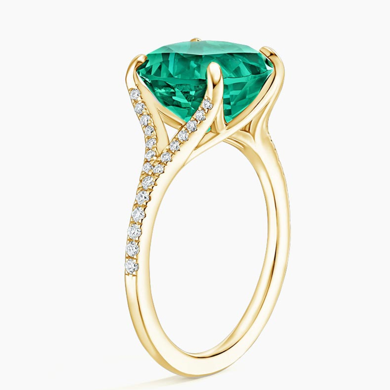 Platinum 2.5 to 7.5 CT.T.W. Lab Created Emerald Custom Engagement Ring 3EX-2