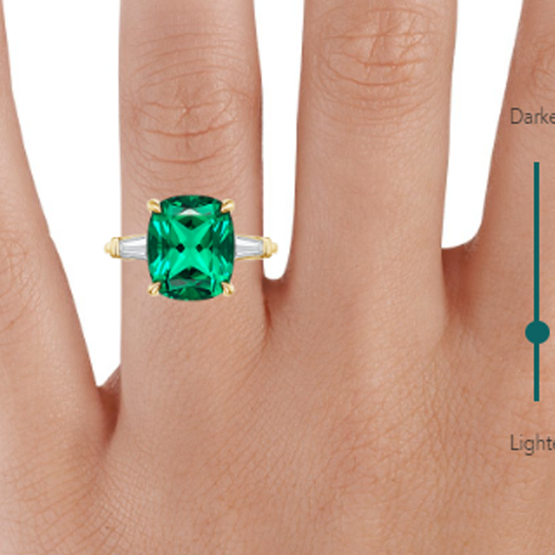 Platinum 2.5 to 7.5 CT.T.W. Lab Created Emerald Custom Engagement Ring 3EX-3