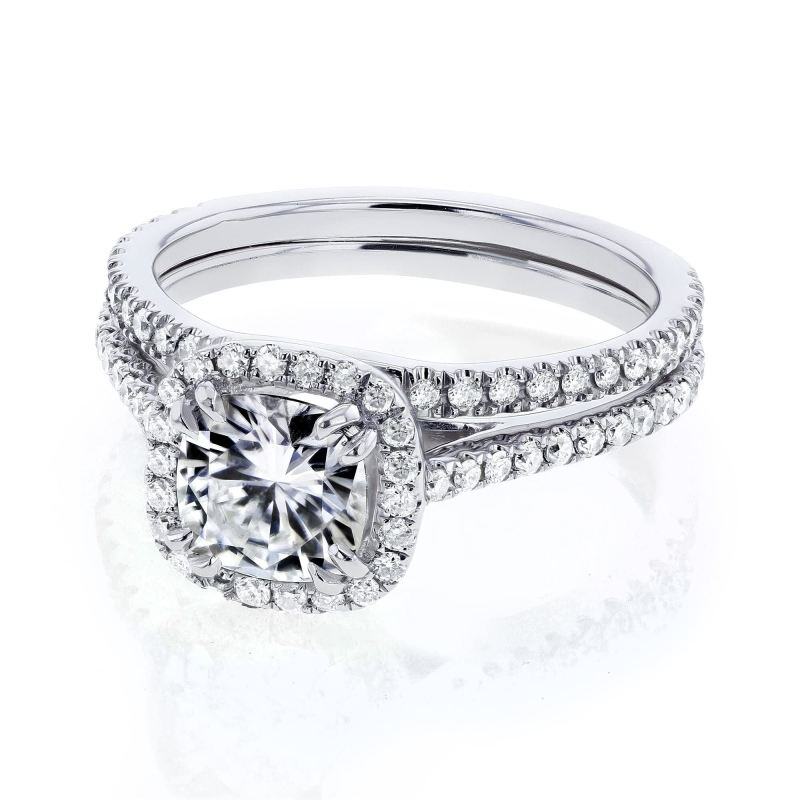 14K Gold 2 CT Princess Cut Moissanite Personalized Engraving Wedding Ring-4