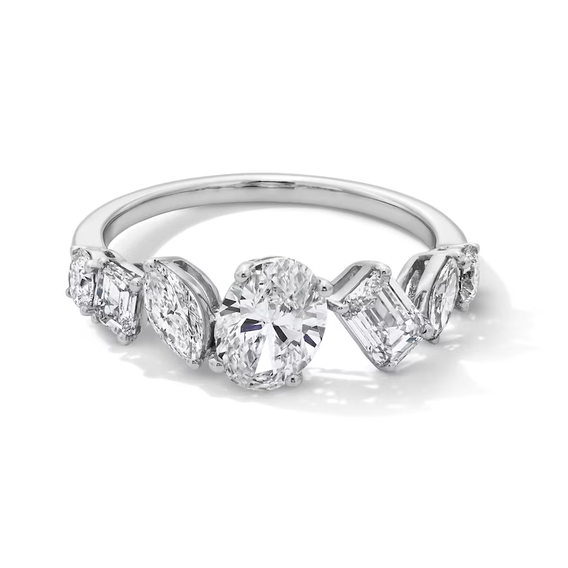 10K White Gold 2 CT.T.W. Oval Princess Lab Created Diamond Custom Engagement Ring D Color VVS1 Clarity 3EX-15