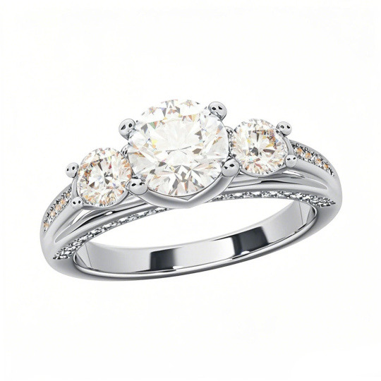 10K White Gold 2 CT. T.W. Round Lab Created Diamond Custom Engagement Ring D Color VVS1-VS1 Clarity 3EX IGI Certified