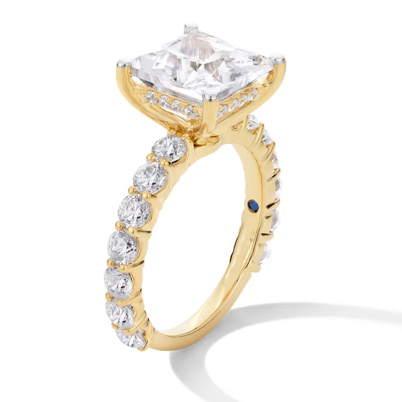 Verlobungsring aus 18-karätigem Gold mit 2 bis 4,5 Karat Gesamtgewicht, im Prinzessschliff geschliffenem, im Labor hergestelltem Diamanten, Reinheitsgrad D, VVS1-VS1, 3EX, IGI-zertifiziert-3