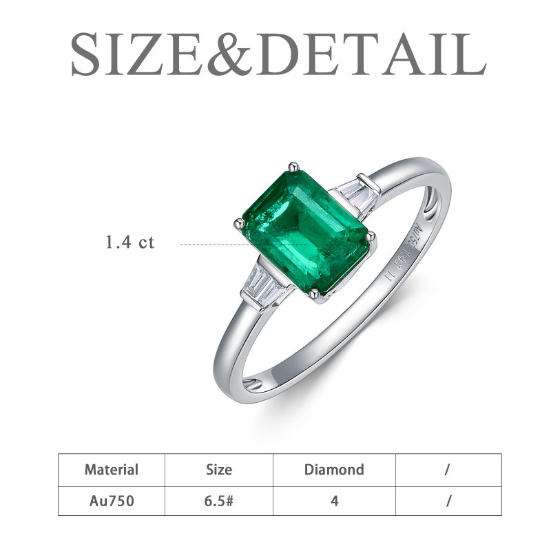 Anillo de compromiso de oro blanco de 18 quilates con esmeralda talla princesa de 2 a 7 quilates-3
