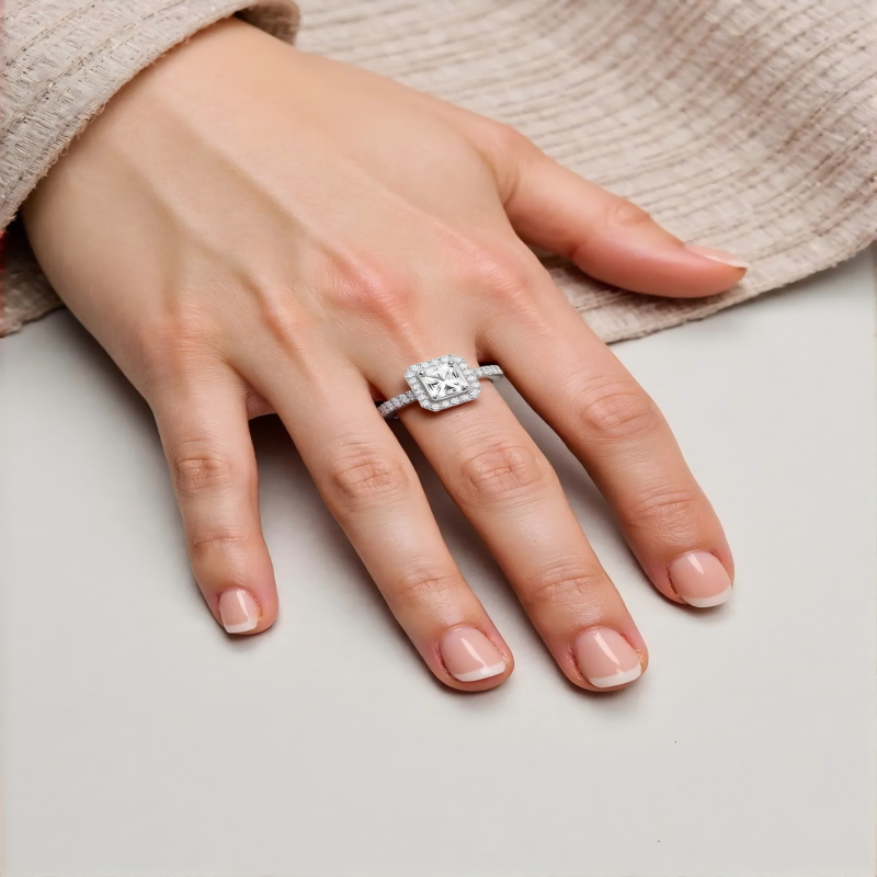 Verlobungsring aus 10-karätigem Weißgold mit 3 Karat im Prinzessschliff geschliffenem, im Labor hergestelltem Diamanten (Sonderanfertigung), Farbe D, Reinheit VVS1-VS1, 3EX, IGI-zertifiziert-2