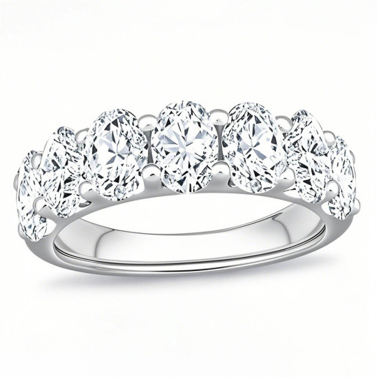 10K White Gold 3 CT. T.W Oval Cut Lab Created Diamond Wedding Ring D Color VVS1 Clarity 3EX IGI Certified
