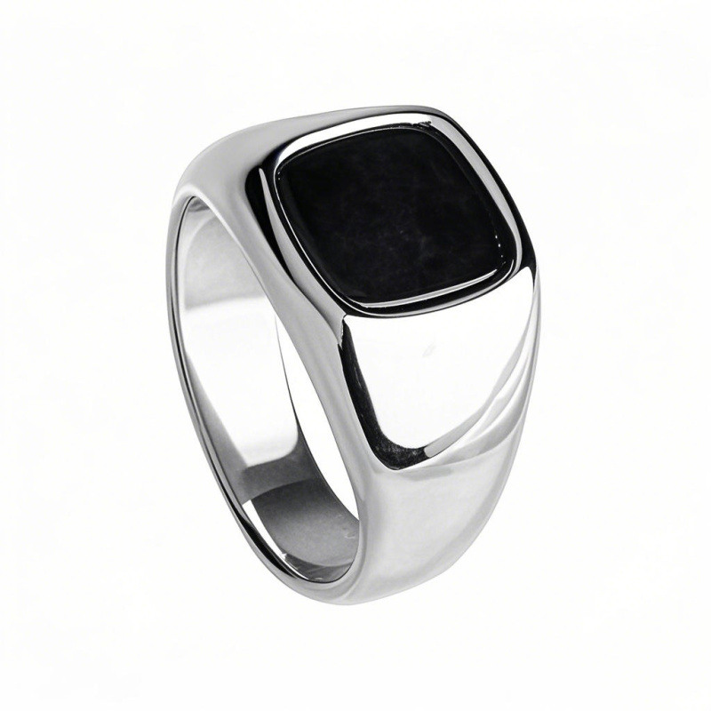 10K White Gold Agate Ring for Men-1