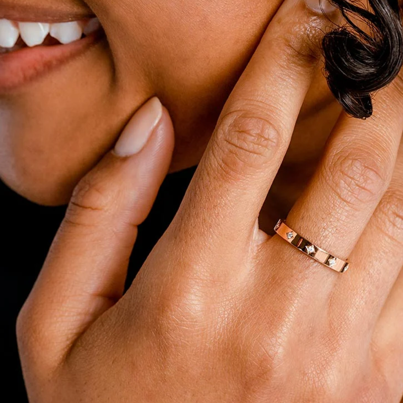 10K Rose Gold Diamond Custom Personalized Engraving & Wedding Ring F/G Color SI1 Clarity 3EX IGI Certified-2