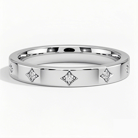 10K White Gold Diamond Custom Personalized Engraving & Wedding Ring F/G Color SI1 Clarity 3EX IGI Certified