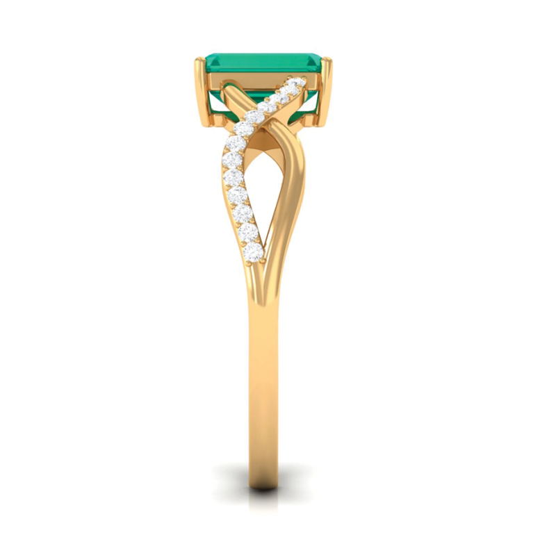 Anillo de compromiso personalizado en oro rosa de 10K con esmeralda de corte esmeralda de 1 a 6 CT y diamante cultivado en laboratorio-4