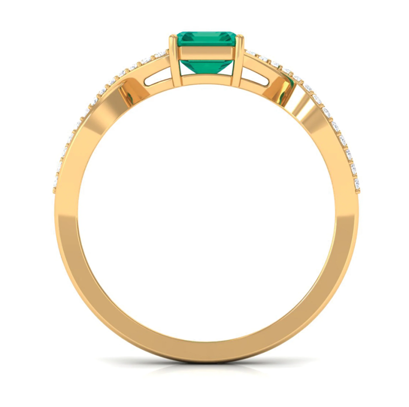 Anillo de compromiso personalizado en oro rosa de 10K con esmeralda de corte esmeralda de 1 a 6 CT y diamante cultivado en laboratorio-5