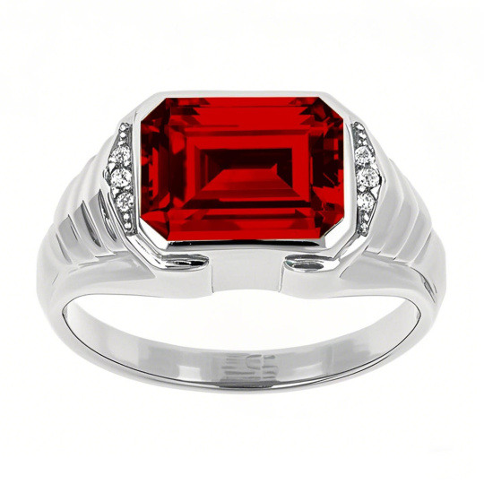 10K White Gold Emerald Cut Custom Ring Gemstone Ring