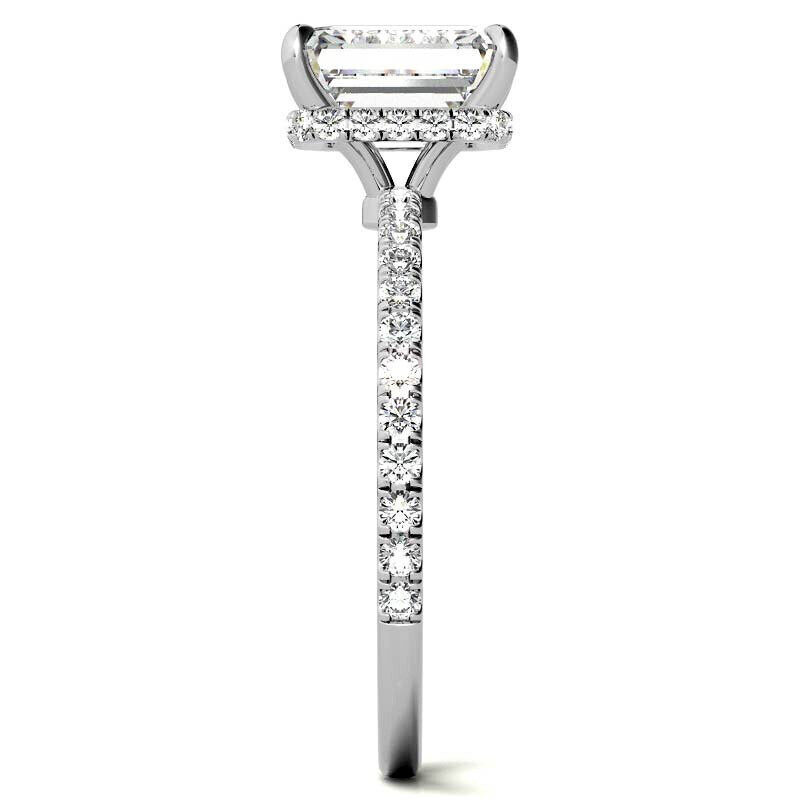 Anillo de compromiso de oro blanco de 10 quilates con moissanita talla esmeralda-6