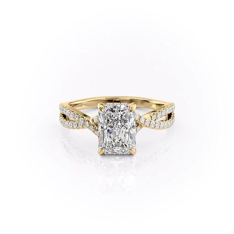 14K Gold Emerald Cut Moissanite Ring-3