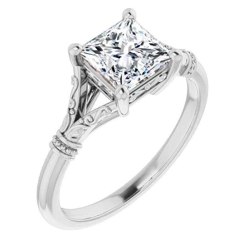 Anillo de compromiso solitario de moissanita talla esmeralda en oro rosa de 18 quilates-2