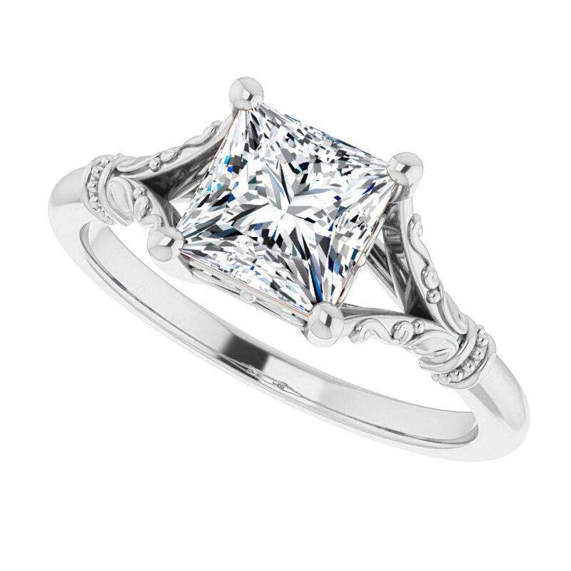Anillo de compromiso solitario de moissanita talla esmeralda en oro rosa de 18 quilates-3
