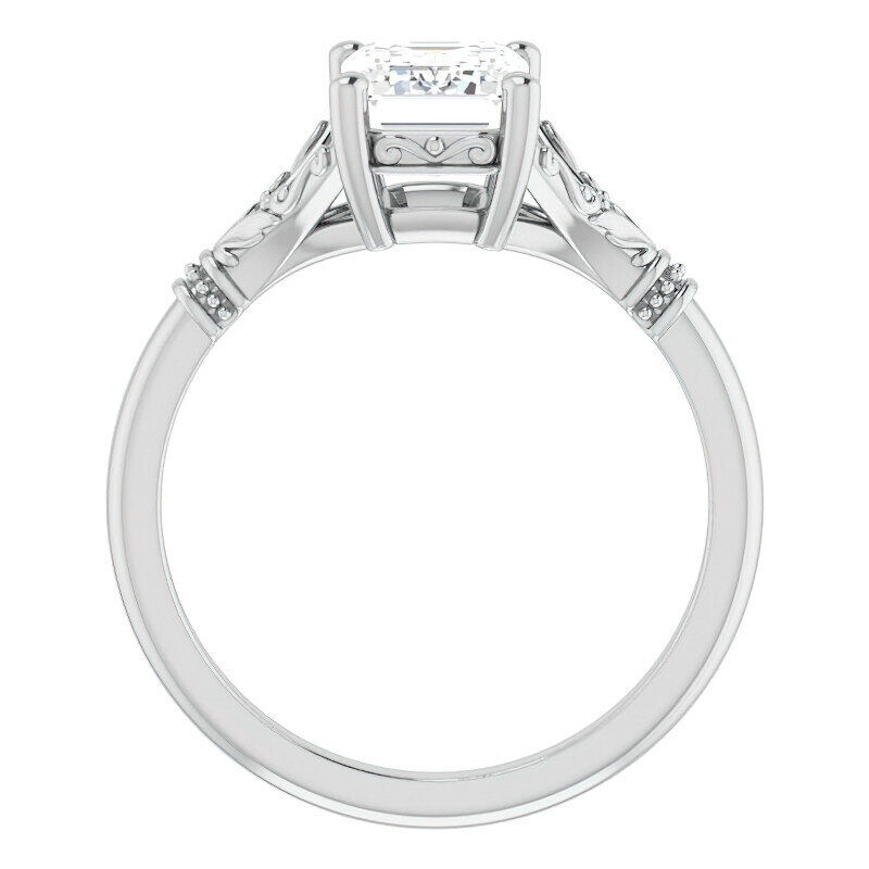 Anillo de compromiso solitario de moissanita talla esmeralda en oro blanco de 10 quilates-4